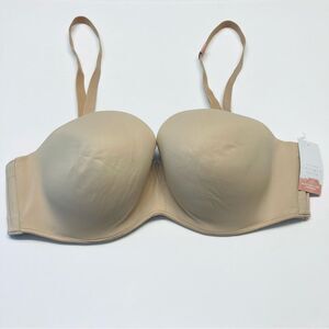 Cacique Smooth Boost Multi-Way Strapless Underwire Bra Beige Plus Size‎ 40DD NEW